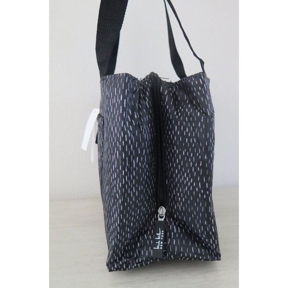 Nicole Miller New York N4684-01L Black/Wht Dashed Line Insulated 11" Lunch Tote - Picture 7 of 12